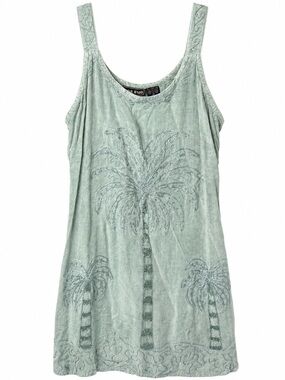 Raya Sun Palm Tree Dress Small Green Embroidered Boho Tropical Y2K Beach Resort